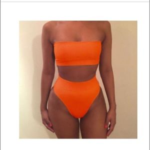 Orange 2 piece bathing suit